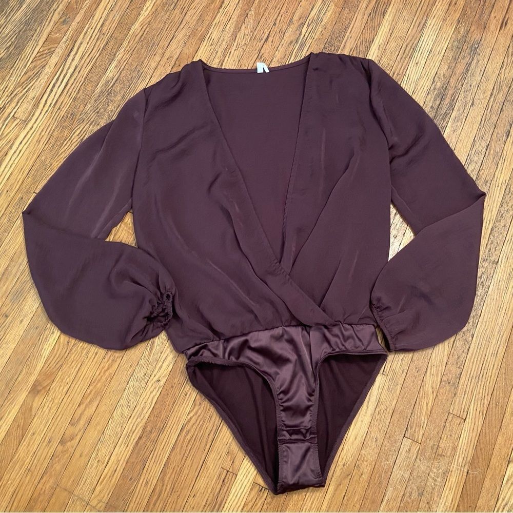 Out From Under Urban Outfitters maroon long sleeve blouse body suit